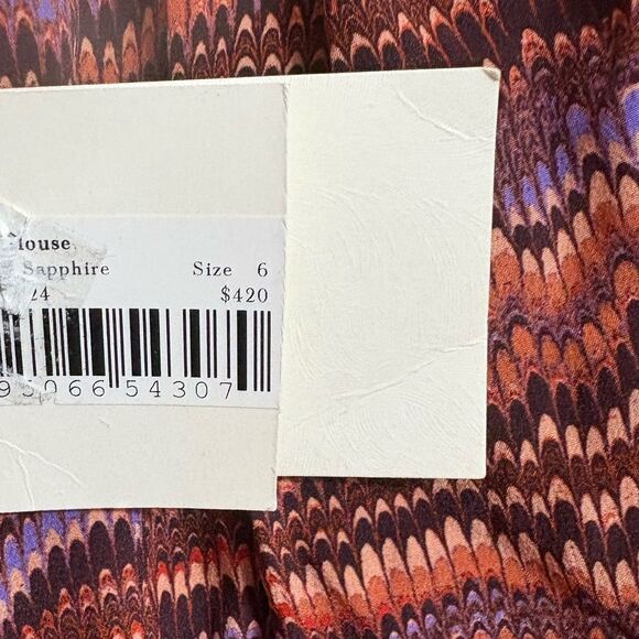 ULLA JOHNSON Dari Patterned Blouse in Purple Sapphire Size NWT 6 $420 - Picture 6 of 6
